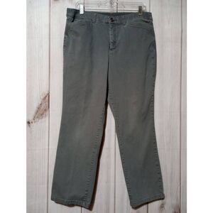 Christopher and Banks Pants Ladies 14 Short Gray Khakis Straight Leg Comfort Wai
